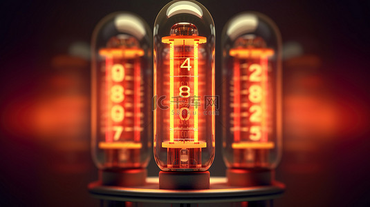 晶体管数字背景图片_数码管显示气体放电灯指示器的特写镜头显示复古数字零