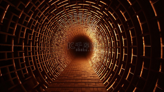 令人着迷的几何隧道设计，具有辐射 3D 中心，具有令人惊叹的 4k 超高清质量