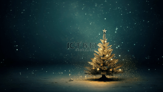圣诞节白色圣诞树精美雪花金色