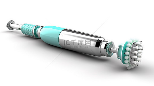 白色背景下电动牙刷和替换头的 3D 插图