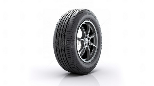汽车展示背景图片_白色背景展示了单个轮胎的 3D 模型
