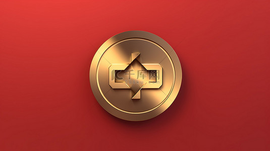 标志性的变性符号在红色哑光金盘上镀金的变性旗帜 3D 渲染的社交媒体图标