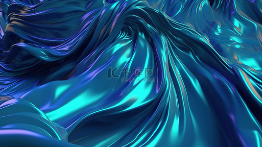 闪亮的蓝色图像与流动的波浪织物