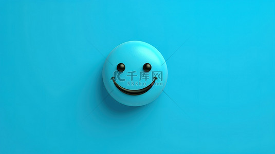 人物微笑背景图片_蓝色背景上简单微笑图释的 3D 插图