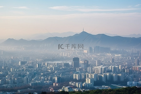 每天背景图片_首尔山上的城市景观是您每天都能看到的景色