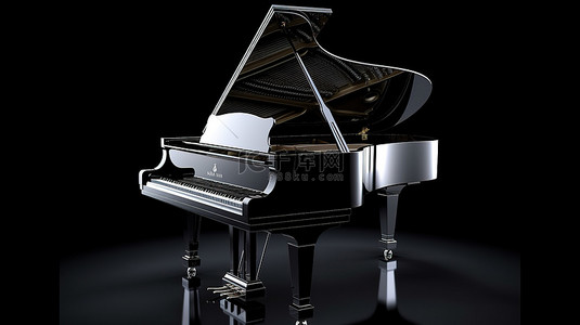 音乐背景图片_优雅的钢琴沐浴在黑色背景 3D 渲染的体积光中