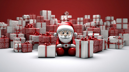圣诞老人的 3d 喜悦节日礼物以 3d 渲染