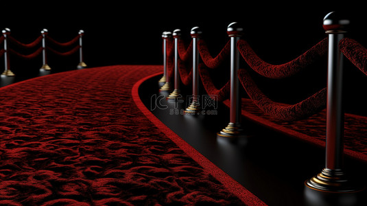 新年音乐派对背景图片_黑色背景与 3d 渲染红地毯