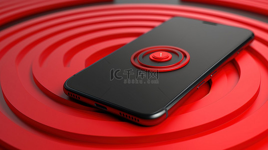 带手机的红色目标的 3d 插图
