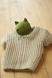 绿色衣服背景图片_一件带有绿色布标签的针织毛衣
