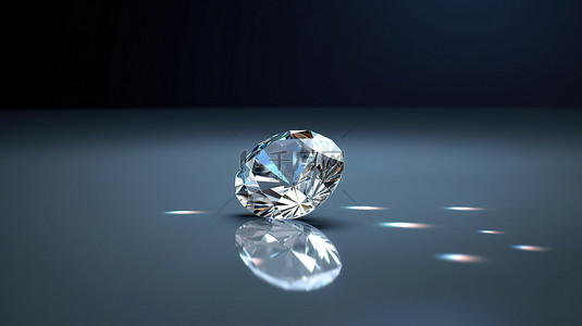 反光背景下单颗圆形钻石的 3D 渲染