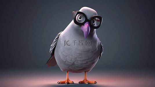 羽毛球头像背景图片_3d 渲染中的幽默鸽子