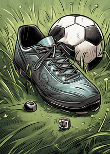 足球草地背景图片_足球运动鞋卡通背景