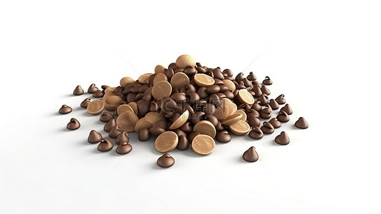 脆饼背景图片_白色背景上巧克力片的 3D 插图