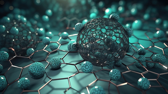 生物大分子背景图片_3d 渲染医学概念背景中的抽象分子细胞