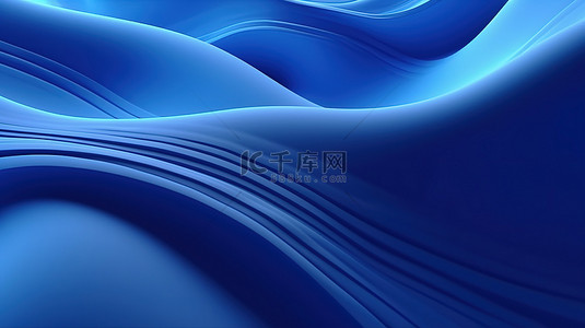 ppt背景模板背景图片_3D 渲染抽象背景在蓝色波浪设计与平面风格