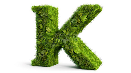 绿色草本背景图片_白色背景草本字母表中孤立大写字母 x 的 3d 插图