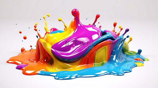 抽象背景水彩背景图片_水滴充满活力的油漆飞溅的 3D 插图设计