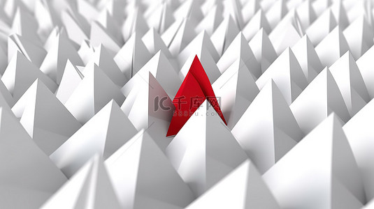 连续不同的蒜背景图片_3d 白色背景上的白色羊群中的折纸飞机红色领导者