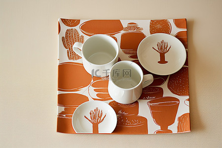 垫子餐垫背景图片_仙人掌餐垫陶瓷橙色