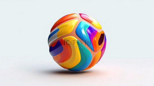 彩色篮球的现代 3D 插图简约且独立的设计