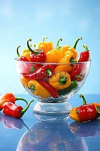 胡椒背景图片_碗里的新鲜彩色辣椒和胡椒片