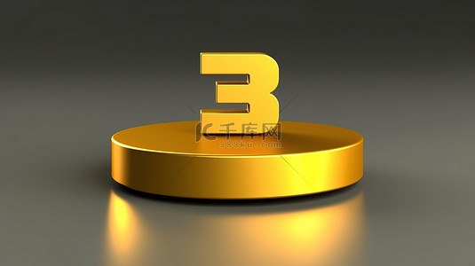 反向箭头图标 3d 在金色讲台上以黄金呈现社交媒体符号