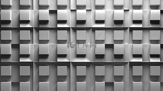 浅灰色现代无缝网格图案墙 3D 渲染