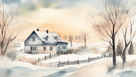 小雪背景图片_冬天雪景唯美插画