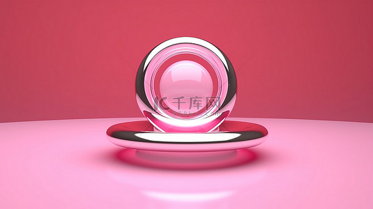 抽象 3D 形式的悬浮几何粉色圆圈