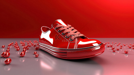 3D 呈现的艺术深红色鞋类
