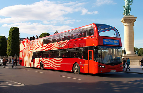 大型红色背景图片_大型红色双层巴士