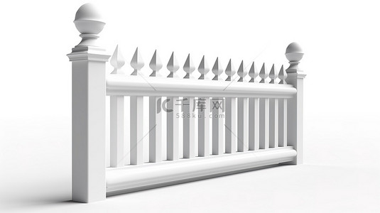 钢筋施工背景图片_白色栅栏独立站立在 3d 渲染的白色背景上