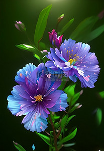 紫色花朵插画背景图片_花朵插画紫色