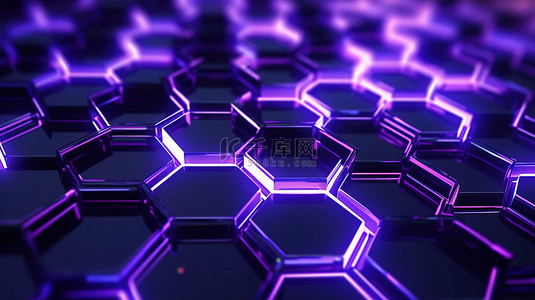 3的数字背景图片_紫色背景上漂浮六边形的当代数字艺术人工智能技术公司概念