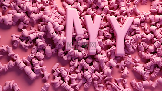 海报创意字体设计背景图片_3d 渲染粉红色背景与五月刻字