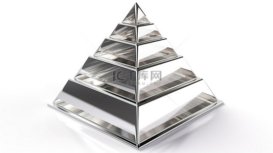 图表金字塔背景图片_反光和阴影白色背景金字塔，3d 中有 5 个级别