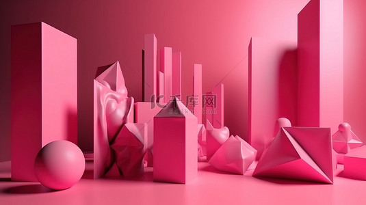 一致背景下 3d 渲染中的粉红色几何抽象