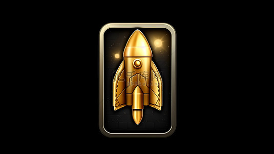 金色火箭背景图片_金色火箭发射图标的 3D 渲染，非常适合您的界面 ui 和 ux 元素