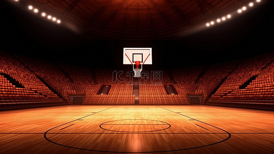篮球场背景的运动场的 3d 渲染