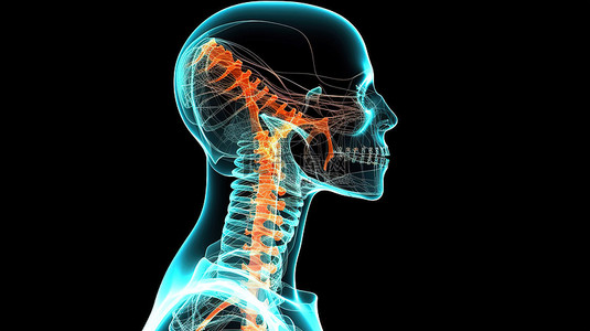 增强女性颈部的 3D 视觉效果，强调骨骼