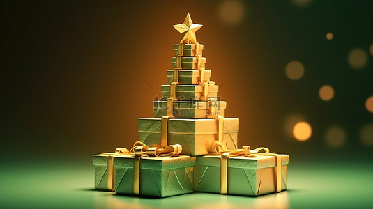 ins礼物背景图片_礼品盒中节日圣诞树的 3D 渲染