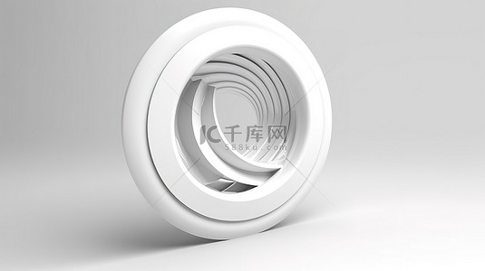 空白背景上白色涡旋孔径轮的 3d 渲染