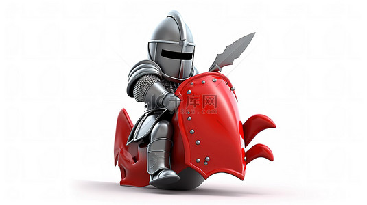 孤立的异想天开的骑士角色的 3D 插图