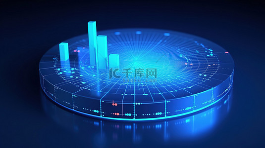 经济市场背景图片_用于网络分析的蓝色背景数据分析圆图的 3D 渲染