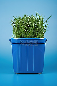 草篮背景图片_一个塑料回收篮，中间有草