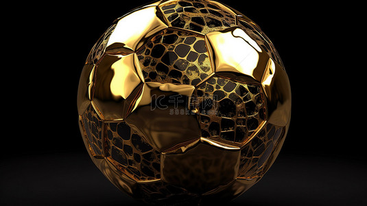 深色体育场背景图片_深色背景下 3D 渲染中的镀金足球