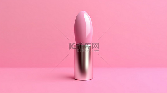 化妆品图标背景图片_单色美容主题 3d 渲染中优雅的粉色口红图标