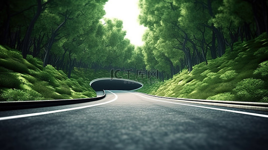 花式文本框背景图片_描绘道路上自由概念的 3D 插图