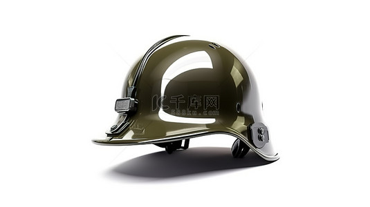 白色背景上的老式军用头盔 3d 渲染